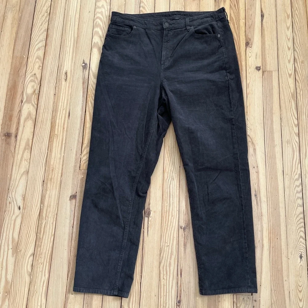 American Eagle Corduroy Pants Women Size 16 Long dark‎ gray y2k Stretch straight